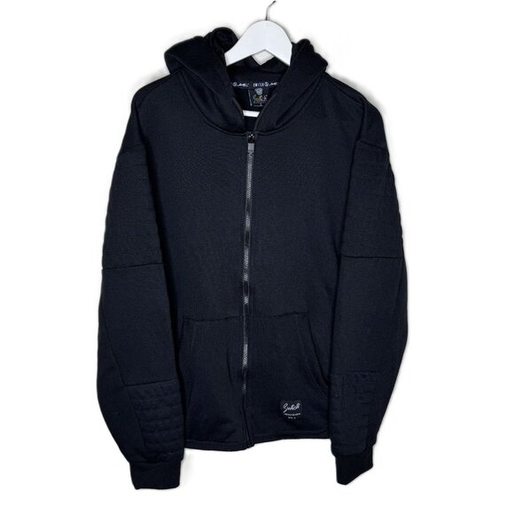 Switch Remarkable Black Quilted Full-Zip Hooded Sweatshirt Hoodie, Size Large - Picture 1 of 9